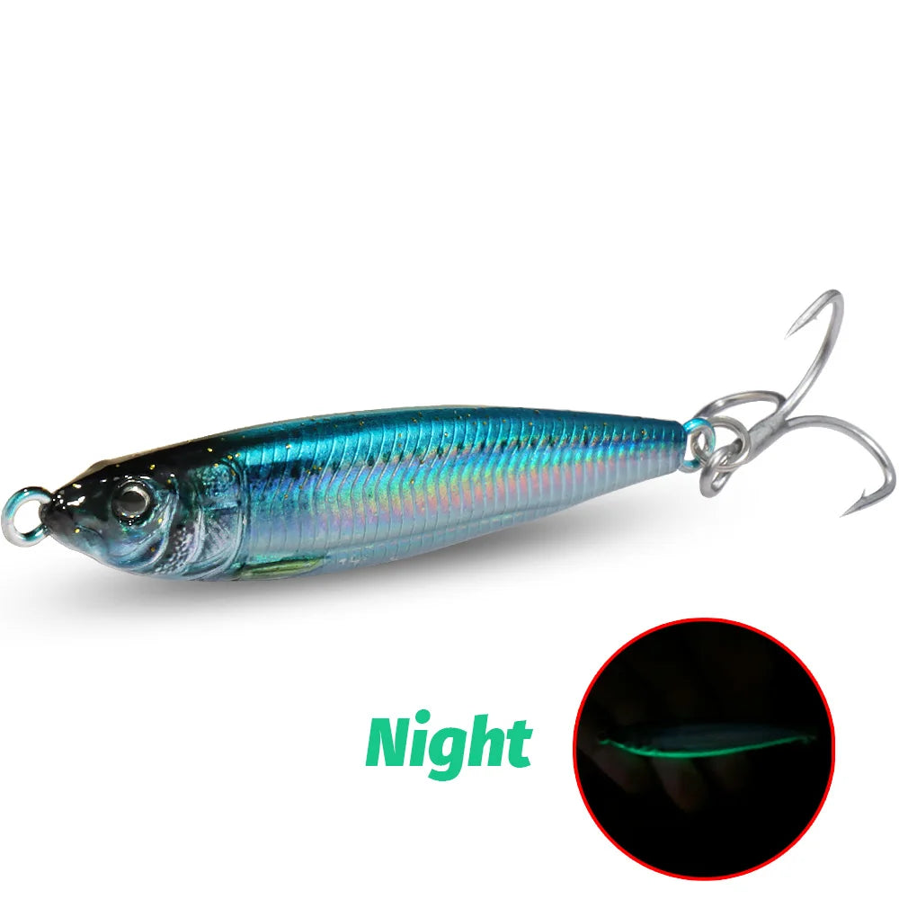 HydroCast Pro Metal Jig – Night Glow Blue Sardine