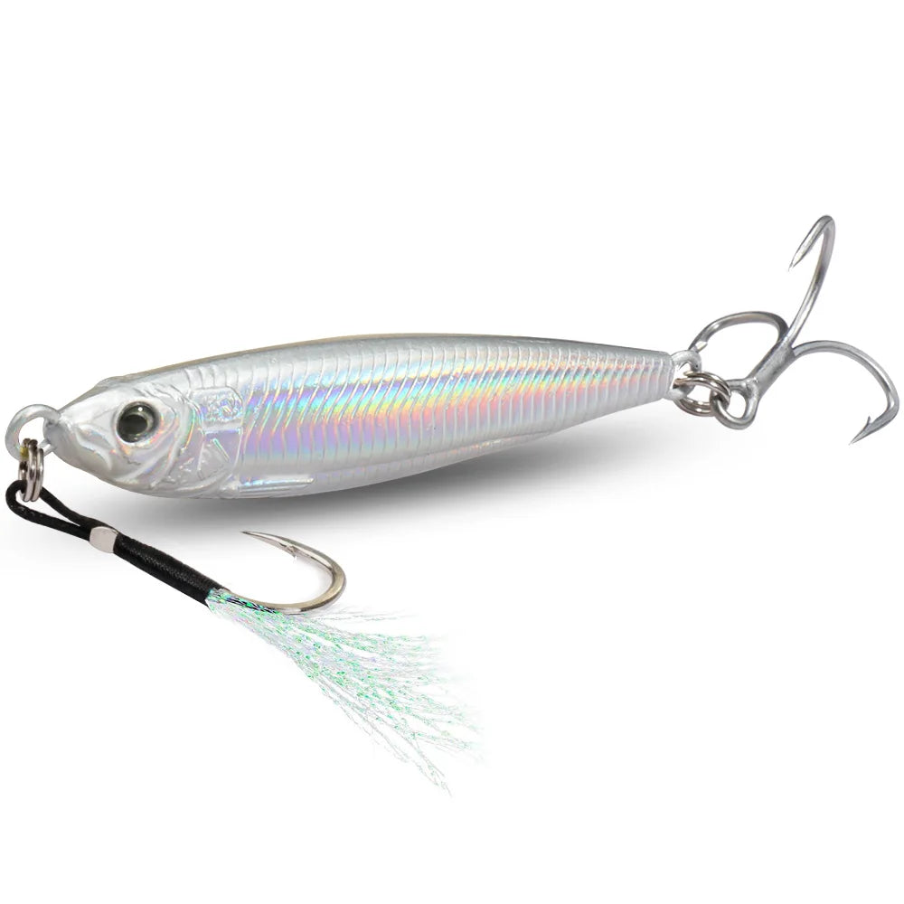HydroCast Pro Metal Jig – Ghost Silver Feathered