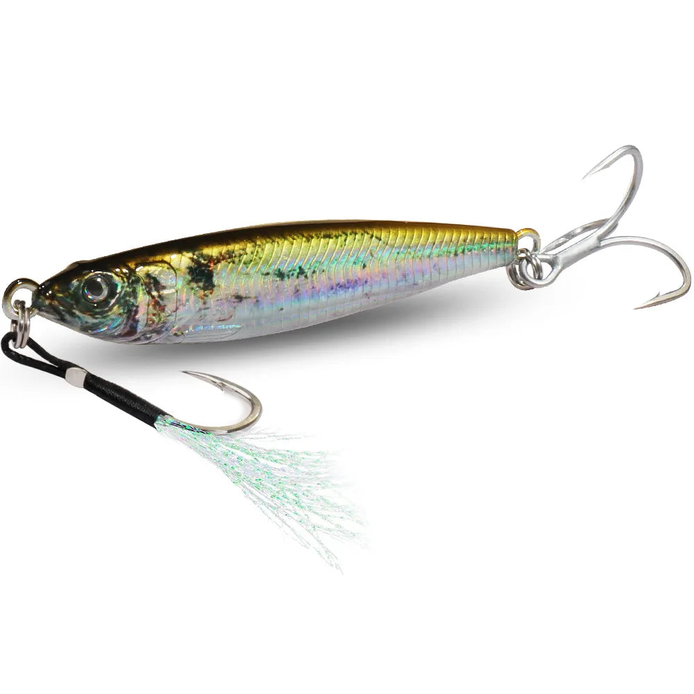 HydroCast Pro Metal Jig – Olive Gold Feathered